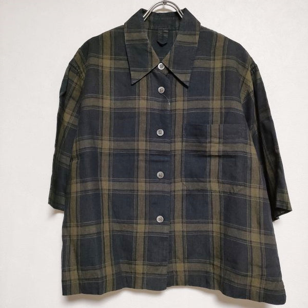 MARGARET HOWELL 578-0152673 LARGE CHECK LINEN  ブラウス シャツ 2020 チャコールグレー カーキ レディース マーガレットハウエル【中古】4-0611M∞