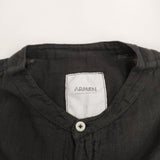ARMEN バンドカラー コットン サイズ2 シアー素材 ブラウス シャツ ブラック レディース アーメン【中古】4-0603M♪