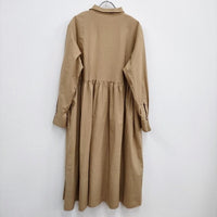 the last flower 影添う open collared dress 定価35200円 シャツ ギャザー ワンピース ベージュ レディース ザラストフラワー【中古】4-0518M♪