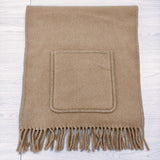 ELISABETH STRAY PEDERSEN エリザベス・ストレイ・ペダーセン ポケットストール ウール 無地 マフラー ベージュ レディース【中古】4-1107T◎