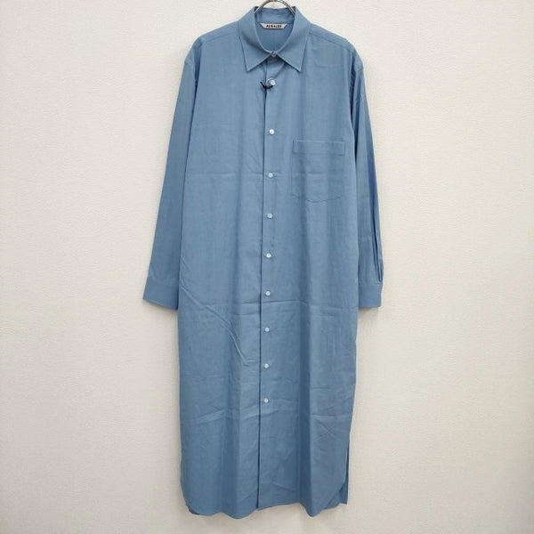 AURALEE 新品 WASHED FINX TWILL ONE-PIECE サイズ1 定価51700円 ワンピース 22AW ライトブルー レディース オーラリー【中古】4-0614M♪