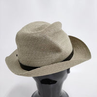 mature ha 新品 BOXED HAT abaca 6cm brim レザーベルト 定価28600円 帽子 ハット ライトグリーン レディース マチュアーハ【中古】4-0609M♪