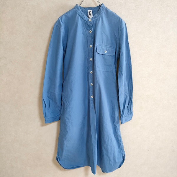 MHL. NATURAL DYE POPLIN 595-158552 コットンリネン サイズ2 ワンピース ライトブルー レディース エムエイチエル【中古】4-0606M△