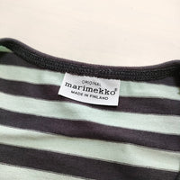 marimekko ボーダー 長袖 サイズXS ワンピース ライトブルー ネイビー レディース マリメッコ【中古】4-0613M△