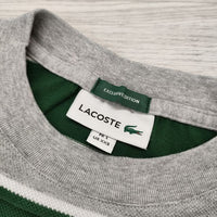 LACOSTE 鹿の子ボーダーTシャツ エクスクルーシブ サイズXXS コットン 半袖Ｔシャツ カットソー グリーン グレー メンズ ラコステ【中古】4-0801S◎