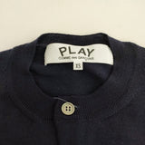 PLAY COMME des GARCONS レッドハートワッペン ウールカーディガン AX-N095 XS AD2023/8 紺 レディース プレイコムデギャルソン【中古】4-0531T♪