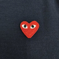 PLAY COMME des GARCONS レッドハートワッペン ウールカーディガン AX-N095 XS AD2023/8 紺 レディース プレイコムデギャルソン【中古】4-0531T♪