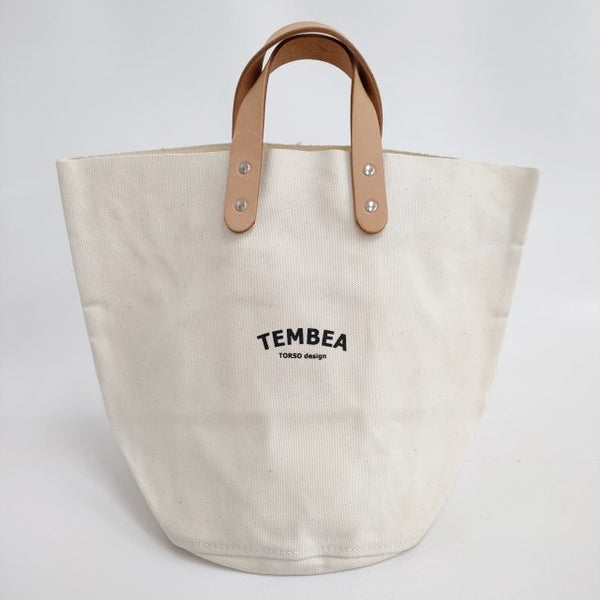 TEMBEA デリバリートート ロゴ レザーハンドル 定価13000円 キャンバス トートバッグ キナリ レディース テンベア【中古】4-0629G♪