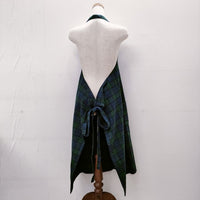 OLDMAN'S TAILOR SEASONAL WORK APRON 2POCKET ワークエプロン ネル生地 チェック エプロン ネイビー グリーン レディース オールドマンズテーラー【中古】4-1115T◎