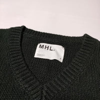 MHL. リネンコットンニットベスト 595-3161501 COARSE COTTON LINEN ベスト 2022 ブラック レディース エムエイチエル【中古】4-0803M∞