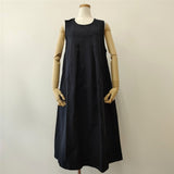 MHL. CONTRAST WRAP COTTON 595-1256500 ノースリーブドレス ワンピース 2021 ネイビー レディース エムエイチエル【中古】4-0808S∞