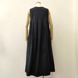 MHL. CONTRAST WRAP COTTON 595-1256500 ノースリーブドレス ワンピース 2021 ネイビー レディース エムエイチエル【中古】4-0808S∞