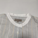 MARGARET HOWELL 578-7152017 WIDE PJ STRIPE COTTON LINEN ノースリーブ ブラウス シャツ グレー レディース マーガレットハウエル【中古】4-0808S∞