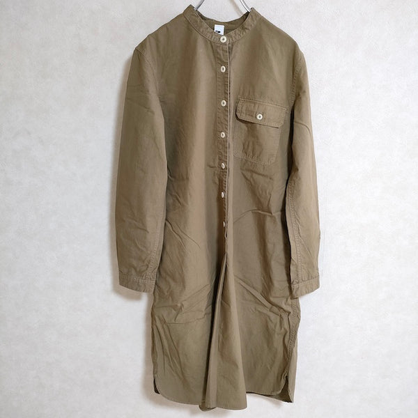 MHL. バンドカラー 595-158552 NATURAL DYE POPLIN サイズ2 ワンピース カーキ レディース エムエイチエル【中古】4-0624M△