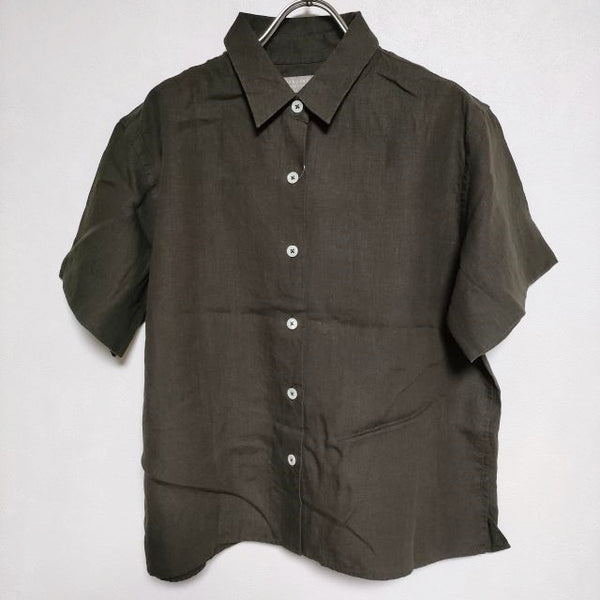 MARGARET HOWELL 578-9152004 リネン SHIRTING LINEN 半袖 ブラウス シャツ チャコールグレー レディース マーガレットハウエル【中古】4-0722S∞