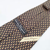 Salvatore Ferragamo シルク イタリア製 総柄 ネクタイ ブラック ベージュ メンズ サルヴァトーレフェラガモ【中古】5-0510G∞