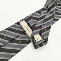 BURBERRY シルク イタリア製 ネクタイ グレー ブラック メンズ バーバリー【中古】5-0510G∞