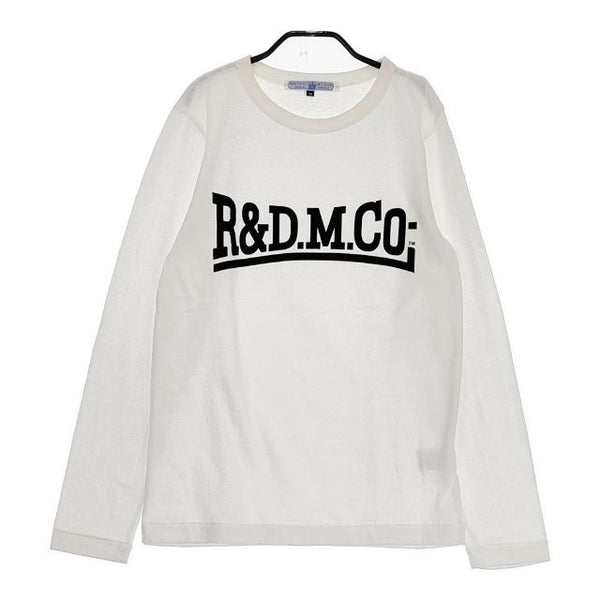 R&D.M.Co- LOGO T-SHIRT フロッキープリント 5587 定価19580円 長袖Tシャツ ロンT ホワイト レディース オールドマンズテーラー【中古】4-0920M♪