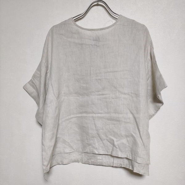 fog linen work バックリボン リトアニアリネン 半袖 ブラウス シャツ ベージュ レディース フォグリネンワーク【中古】4-0808S∞