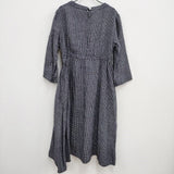 fog linen work リネン チェック ギャザー ワンピース ネイビー ホワイト レディース フォグリネンワーク【中古】4-0804M♪