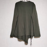 Y's COTTON SOFT PLAIN STITCHI x LINEN KNIT COMBINATION 長袖Ｔシャツ カットソー ロンＴ 23SS カーキ レディース ワイズ/Yohji【中古】4-0803M∞