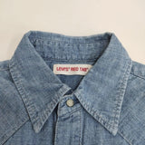 Levi's RED TAB ウエスタンシャツ サイズM シャンブレー スナップボタン 長袖シャツ ライトブルー レディース リーバイス【中古】4-0910M♪