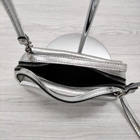 GIANNI CHIARINI ALIFA アリファ S メタリック レザー 2way ハンドバッグ ショルダーバッグ シルバー レディース ジャンニキャリーニ【中古】4-0826G◎