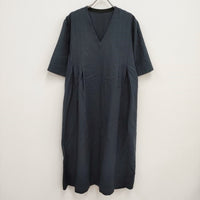 MARGARET HOWELL 578-2257001 サイズ2 SOFT COTTON TWILL Vネック ワンピース 22AW ネイビー レディース マーガレットハウエル【中古】4-0714S♪