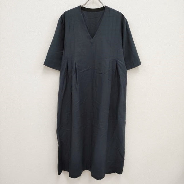 MARGARET HOWELL 578-2257001 サイズ2 SOFT COTTON TWILL Vネック ワンピース 22AW ネイビー レディース マーガレットハウエル【中古】4-0714S♪