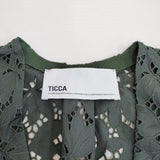 TICCA フラワーレースジャケット 定価39600円 ノーカラージャケット 24SS カーキ レディース ティッカ【中古】4-0714M♪　