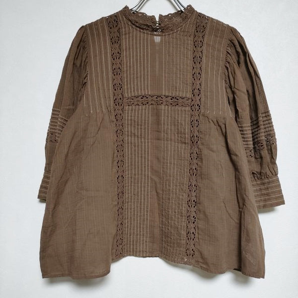 nano universe ピンタックブラウス LB.03 レース コットン ブラウス シャツ ブラウン レディース ナノユニバース【中古】4-0819M∞