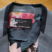 Paul Smith BLACK LABEL FRAGMENT FLORAL サイズ40 シルク混 テーラードジャケット ライトブルー ネイビー レディース ポールスミスブラックレーベル【中古】4-0909M△