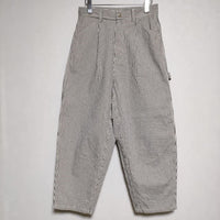 NATURAL LAUNDRY ヒッコリー コットン ストラップ ペインター パンツ ホワイト ブラック レディース ナチュラルランドリー【中古】4-0824G∞