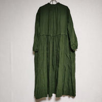 nest Robe リネンタックネックドレス 製品染め 01194-1367-1 ワンピース グリーン レディース ネストローブ【中古】4-0815M∞