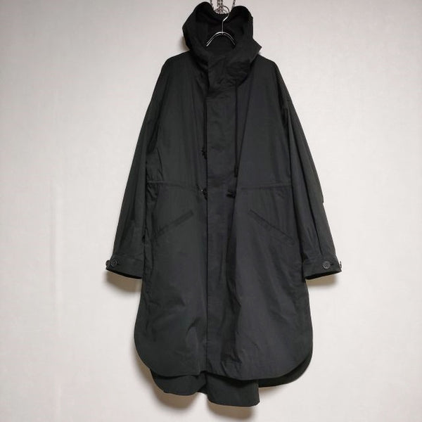 REGULATION Yohji Yamamoto C/E WEATHER STRETCH R-HOODIE MODS C モッズコート ブラック  レディース レギュレーションヨウジヤマモト【中古】4-0819M∞