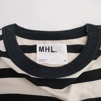 MHL. 595-3168502 COTTON LINEN STRIPE JERSEY 2 半袖Ｔシャツ カットソー 23SS ベージュ ブラック レディース エムエイチエル【中古】4-0723S♪