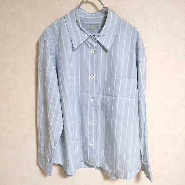 MARGARET HOWELL 578-3153011 SUPERFINE COTTON STRIPE サイズ2 長袖シャツ 2023SS ライトブルー レディース マーガレットハウエル【中古】4-0730M△