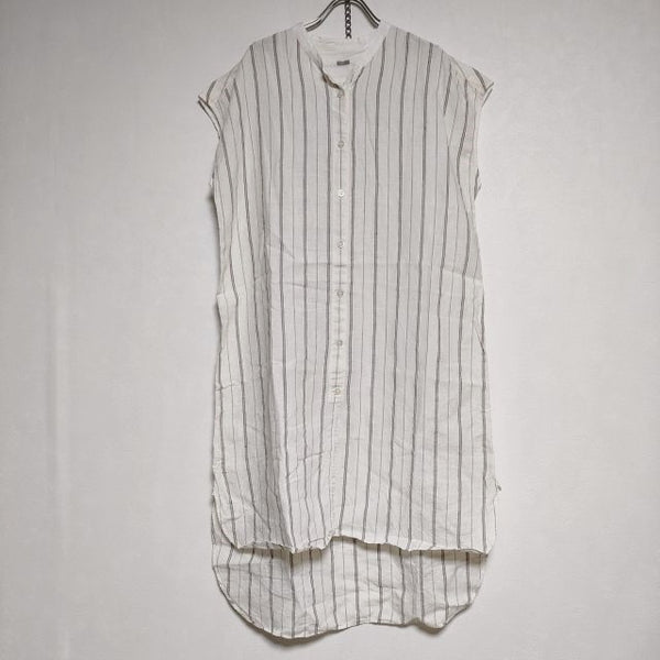 MARGARET HOWELL PJ STRIPE LINEN 定価28000円 589-0156600 リネン シャツワンピ ワンピース 2020 キナリ グレー レディース マーガレットハウエル【中古】4-0815S∞