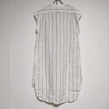 MARGARET HOWELL PJ STRIPE LINEN 定価28000円 589-0156600 リネン シャツワンピ ワンピース 2020 キナリ グレー レディース マーガレットハウエル【中古】4-0815S∞