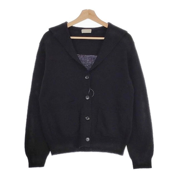 MARGARET HOWELL 578-1164003 2 WOOL COTTON TWIST セーラーカラーカーディガン ブラック レディース マーガレットハウエル【中古】4-1006T♪