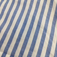 SHIPS バンドカラー 七分袖 ストライプ コットンリネン シャツ ホワイト ブルー メンズ シップス【中古】5-0312M∞