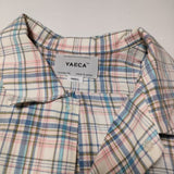 YAECA 13143 BUTTON SHIRT コットン チェック 比翼ボタン ブラウス シャツ ホワイト ピンク レディース ヤエカ【中古】4-0819S∞