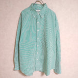 Shinzone STRIPE DADDY SHIRT コットン サイズRS ボタンダウン 長袖シャツ グリーン ホワイト レディース シンゾーン【中古】4-0813M△