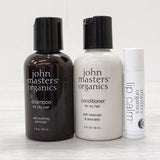 john masters organics ジョンマスターオーガニック 未使用品 ANAコラボ シャンプー コンディショナー リップクリーム 3点セット トラベルポーチ ブラウン レディース【中古】4-0904G◎