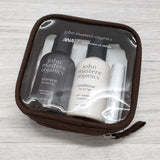 john masters organics ジョンマスターオーガニック 未使用品 ANAコラボ シャンプー コンディショナー リップクリーム 3点セット トラベルポーチ ブラウン レディース【中古】4-0904G◎