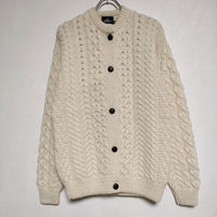 aran WOOLLEN MILLS ケーブル編み ウール アイルランド製 カーディガン XXL ニット アイボリー レディース アランウーレンミルズ【中古】4-1028T∞