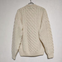 aran WOOLLEN MILLS ケーブル編み ウール アイルランド製 カーディガン XXL ニット アイボリー レディース アランウーレンミルズ【中古】4-1028T∞