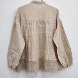 nest Robe 切り替えレース ブラウス 01233-1033 UpcycleLino 定価26400円 シャツ 23AW ベージュ レディース ネストローブ【中古】4-0907M♪