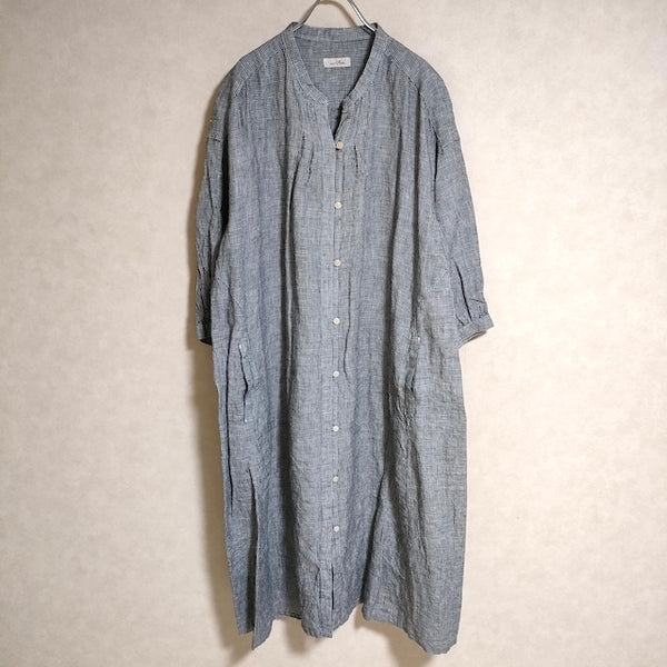 nest Robe 01141-2054 リネン チェック シャツワンピース ワンピース ブラック ホワイト レディース ネストローブ【中古】4-0806M△