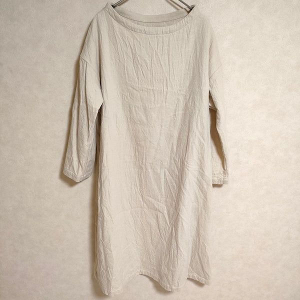 nest Robe 01154-1296 コットンウール ボートネック 長袖 ワンピース アイボリー レディース ネストローブ【中古】4-0909T△